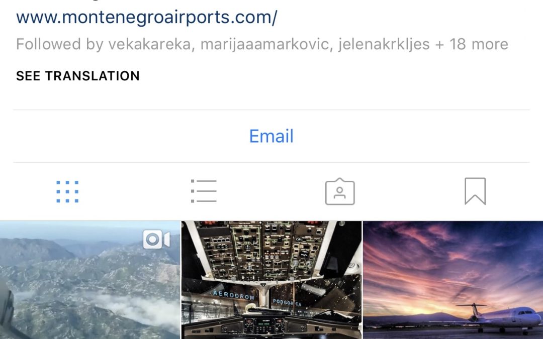 AERODROMI CRNE GORE NA INSTAGRAMU